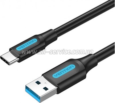 ���� ������ USB 3.0 AM to USB-C 1.5m black Vention (COZBG)