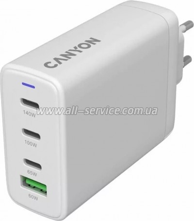�������� ������� Canyon CU140ACC GaN 150W 3xPD 1xQC EU White (CNS-CUW140ACC)