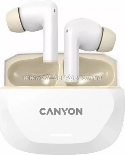 Наушники Canyon Hexagon 7 TWS ANC+ENC Wireless Charge White/Beige (CNS-TWS7WB) Наушники Canyon Hexagon 7 TWS ANC+ENC Wireless Charge White/Beige (CNS-TWS7WB)