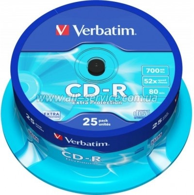  Verbatim CD-R 700 MB/80 min 52x Cake Box 25 (43432)