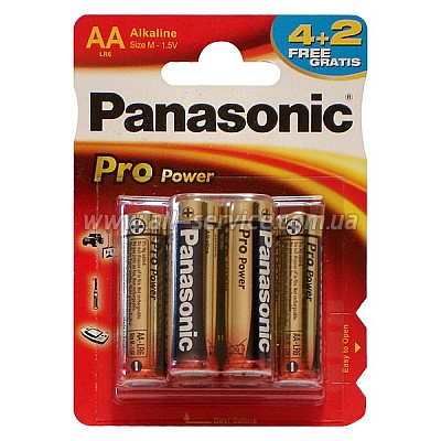  Panasonic PRO POWER AA BLI 6 (4+2) ALKALINE (LR6XEG/6B2F)