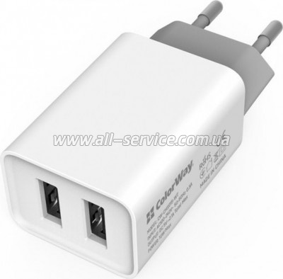   Colorway 2USB AUTO ID 2.1A 10W  (CW-CHS015-WT)