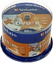  DVD-R Verbatim 4.7Gb 16X CakeBox 50 AZO Wide Inkjet Printable (43533)