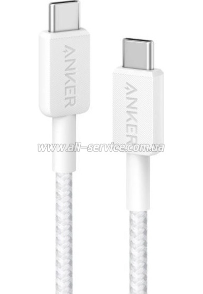 ���� ������ USB-C to USB-C 0.9m nylon 322 white Anker (A81F5H21/A81F5G21)