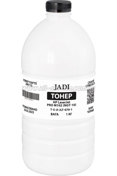 Тонер Jadi HP LaserJet Pro M102 (NGT-10) бутль 1кг Black (TSM-JLT-070-1) Тонер Jadi HP LaserJet Pro M102 (NGT-10) бутль 1кг Black (TSM-JLT-070-1)