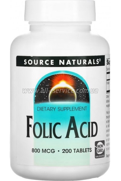  Source Naturals  , 800 , Folic Acid, 200  (SN1327)