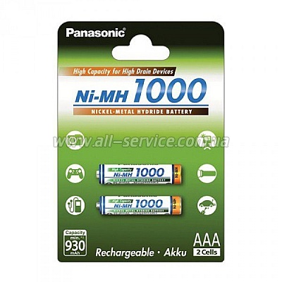  PANASONIC High Capacity R03/AAA 1000mAh 2bl  (BK-4HGAE/2BE)   1 