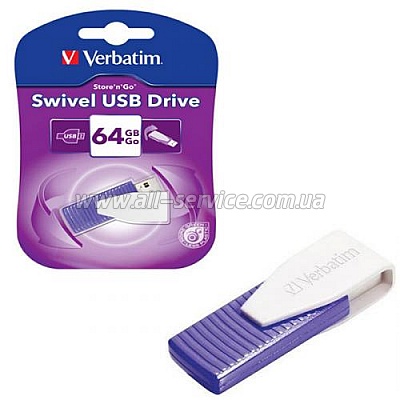  64Gb VERBATIM USB Drive STORE'N'GO SWIVE VIOLET (49816)