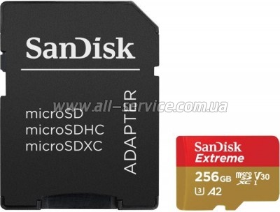   SanDisk 256GB microSD class 10 UHS-I U3 Extreme (SDSQXAV-256G-GN6MA)