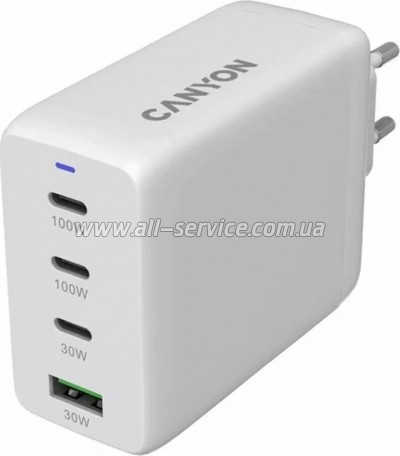 �������� ������� Canyon CU100ACC GaN 100W 3xPD 1xQC EU White (CNS-CUW100ACC)