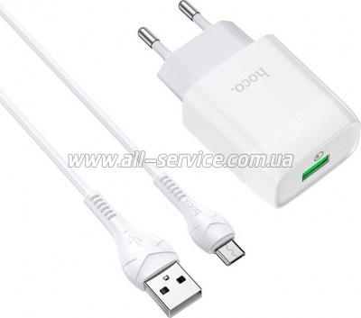 �������� ������� HOCO C72Q Glorious USB QC3.0 + cable USB to Micro 5P 18W White (6931474732538)
