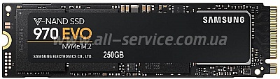 SSD  250GB Samsung 970 EVO M.2 NVMe PCIe 3.0 4x 2280 V-NAND 3-bit MLC (MZ-V7E250BW)