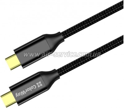 Дата кабель USB-C to USB-C 1.0m USB3.2 (20Gbps 4K PD100W) Gen2 5А black ColorWay (CW-CBPDCC062-BK) Дата кабель USB-C to USB-C 1.0m USB3.2 (20Gbps 4K PD100W) Gen2 5А black ColorWay (CW-CBPDCC062-BK)