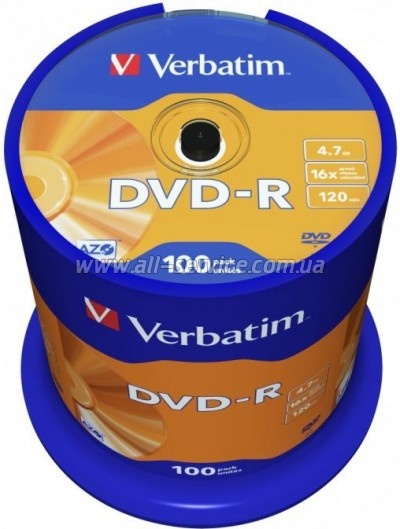  DVD Verbatim 4.7Gb 16X CakeBox 100 (43549)