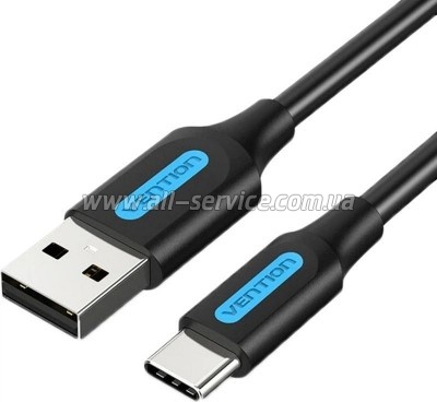 ���� ������ USB 2.0 AM to USB-C 1.5m 3A black Vention (COKBG)