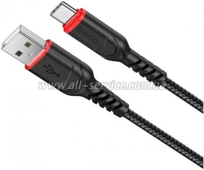���� ������ USB 2.0 AM to USB-C 1.0m 3A nylon X59 black HOCO (6931474744920)