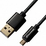���� ������ USB 2.0 AM to Micro 5P 1.0m Cu, 2.1A, Black Grand-X (MM-01B)
