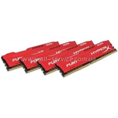  Kingston HyperX 64GB 2666MHz DDR4 CL16 DIMM 16gbx4 FURY Red (HX426C16FRK4/64)