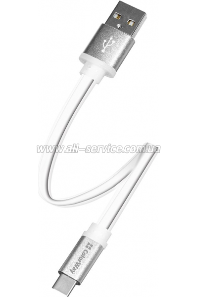 ���� ������ USB 2.0 AM to USB-C 0.25m white ColorWay (CW-CBUC001-WH)