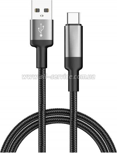 ���� ������ USB 2.0 AM to USB-C 1.0m 6A braided wire black ColorWay (CW-CBUC096-BK)