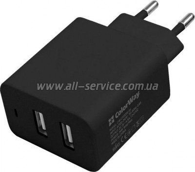 �������� ������� ColorWay 2USB AUTO_ID 4.8A 24W black (CW-CHS016-BK)