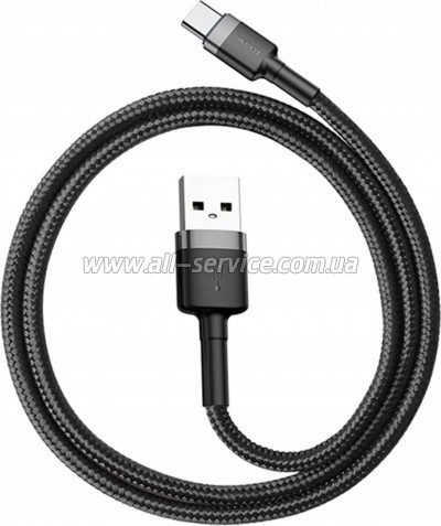 Дата кабель USB 2.0 AM to USB-C 0.5m 3A gray-black Baseus (CATKLF-AG1) Дата кабель USB 2.0 AM to USB-C 0.5m 3A gray-black Baseus (CATKLF-AG1)