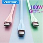 ���� ������ USB-C to USB-C 1.0m USB2.0 100W (20V/5A) Light Blue Silicone Vention (TAWSF)