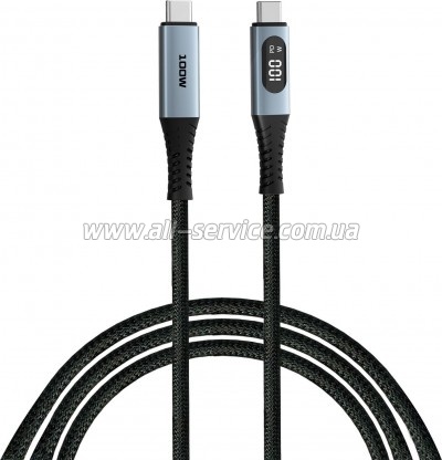 Дата кабель USB-C to USB-C 1.2m with display 100W black Verbatim (31848) Дата кабель USB-C to USB-C 1.2m with display 100W black Verbatim (31848)