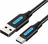 ���� ������ USB 2.0 AM to USB-C 1.5m 3A black Vention (COKBG)