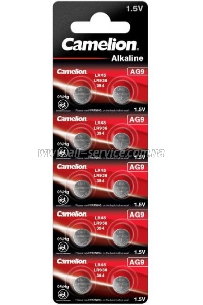  AG9 / LR45 / LR936 / 394 Alkaline * 10 Camelion (AG9-BP10)