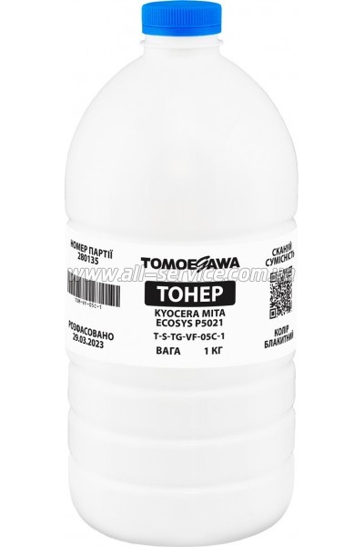 Тонер Tomoegawa Kyocera Mita Ecosys P5021 бутль 1кг Cyan (TSM-VF-05C-1) Тонер Tomoegawa Kyocera Mita Ecosys P5021 бутль 1кг Cyan (TSM-VF-05C-1)