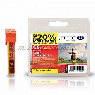  JetTec Canon Pixma iP4000/ iP5000/ MP750  BCI-3eY/ BCI-6Y Yellow (110C000604)