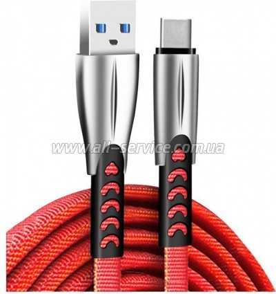 ���� ������ USB 2.0 AM to USB-C 1.0m zinc alloy red ColorWay (CW-CBUC012-RD)