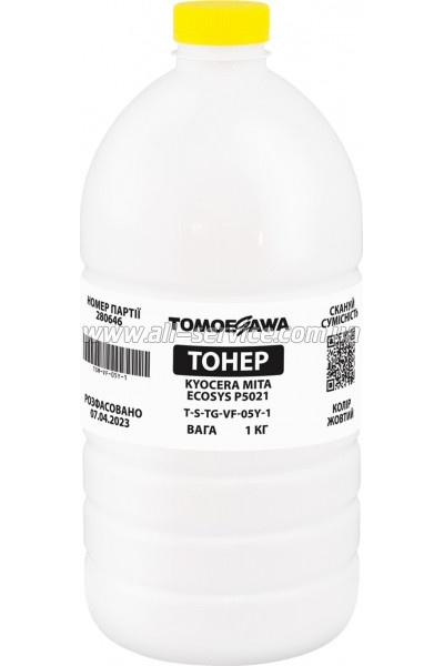 Тонер Tomoegawa Kyocera Mita Ecosys P5021 бутль 1кг Yellow (TSM-VF-05Y-1) Тонер Tomoegawa Kyocera Mita Ecosys P5021 бутль 1кг Yellow (TSM-VF-05Y-1)