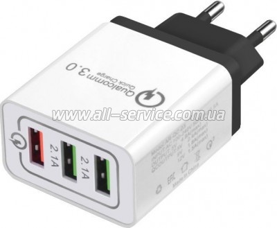 Зарядний пристрій XoKo QC-300 3 USB Qualcom 3.0 4.8A Black (QC-300-BK) Зарядний пристрій XoKo QC-300 3 USB Qualcom 3.0 4.8A Black (QC-300-BK)