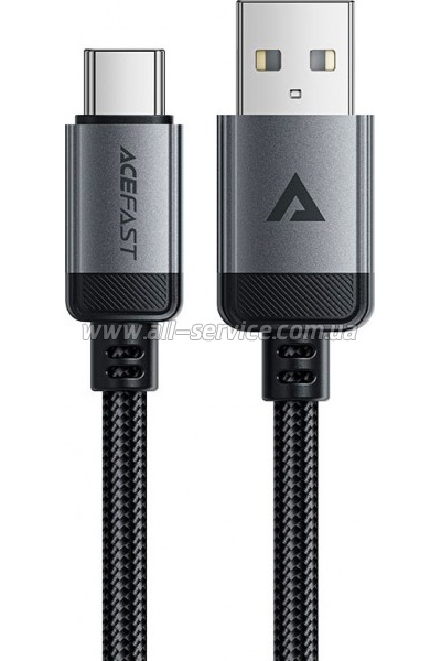 ���� ������ USB 2.0 AM to USB-C 1.2m 3.0A 18W aluminum alloy Black Acefast (6974316283782)