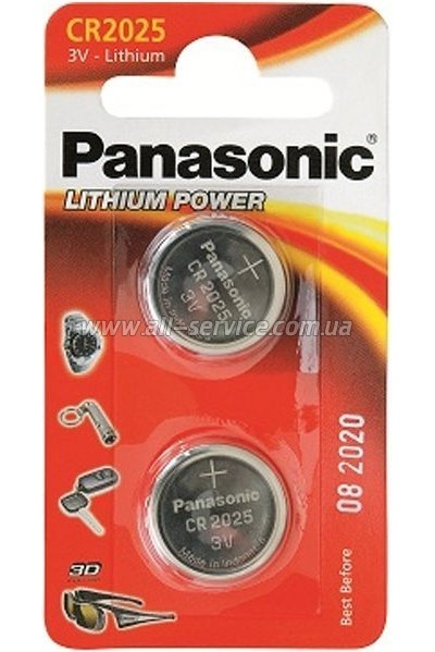  Panasonic CR 2025 BLI 2 Lithium (CR-2025EL/2B)