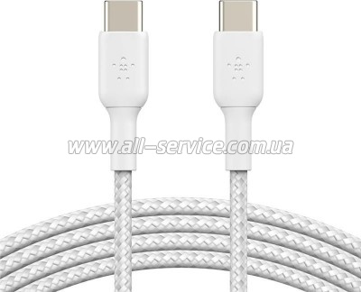 Дата кабель USB-С - USB-С, BRAIDED, 1m, white Belkin (CAB004BT1MWH) Дата кабель USB-С - USB-С, BRAIDED, 1m, white Belkin (CAB004BT1MWH)