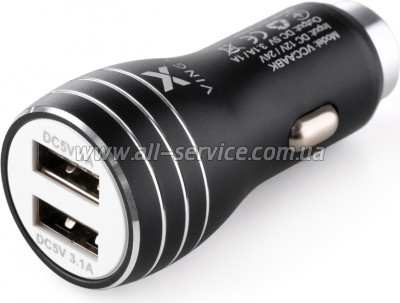 �������� ������� Vinga Dual USB Car 15.5W Max (VCCAABK)