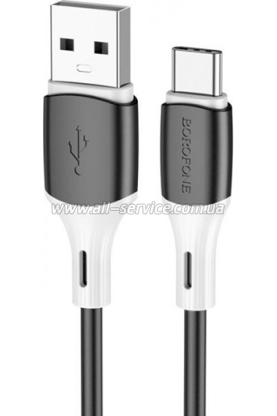 ���� ������ USB 2.0 AM to USB-C 1.0m 3A silicone BX79 black BOROFONE (6974443384789)
