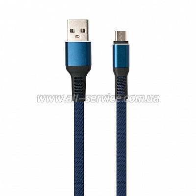   USB 2.0 AM to Micro 5P 1m flat nylon blue Vinga (VCPDCMFNB1B)
