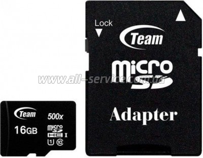   16GB TEAM Class 10 UHS microSDHC + SD  (TUSDH16GCL10U03)