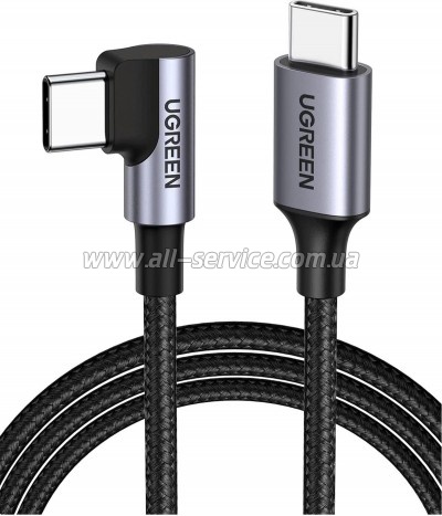 Дата кабель USB-C to USB-C 3.0m 60W US255 90-degree Angle Black Ugreen (80714) Дата кабель USB-C to USB-C 3.0m 60W US255 90-degree Angle Black Ugreen (80714)