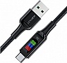 ���� ������ USB 2.0 AM to USB-C 1.2m 3A nylon with LED C7-04 black Acefast (6974316282785)