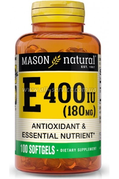  Mason Natural   180, Vitamin E 400 IU, 100   (MAV-05051)