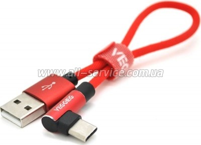 ���� ������ USB 2.0 AM to USB-C 0.2m 2.4A red VEGGIEG (YT-UT-20R)
