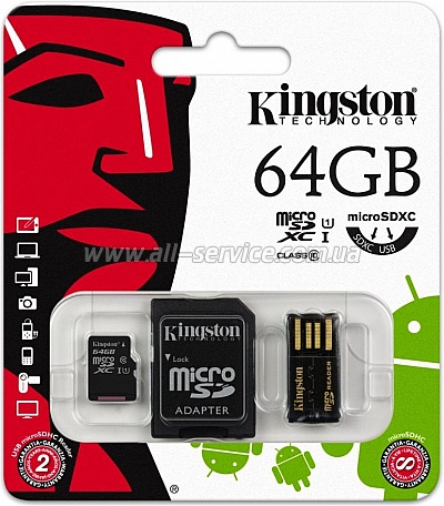   64GB Kingston Class 10 microSDXC + SD  (MBLY10G2/64GB)