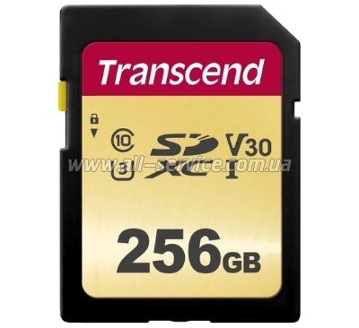   Transcend 500S SDXC 256GB Class 10 UHS-I U3 V30 (TS256GSDC500S)
