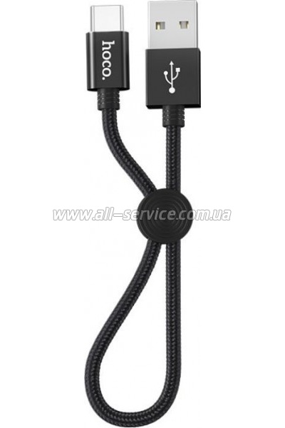 ���� ������ USB 2.0 AM to USB-C 0.25m 3A nylon X35 black HOCO (6931474707451)