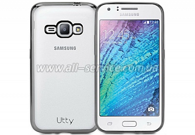  Utty Electroplating TPU  Samsung Galaxy J1 SM-J120 Silver (201987)